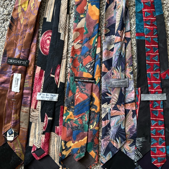 Bundle of 5 all silk men’s vintage abstract art ties - Picture 5 of 9